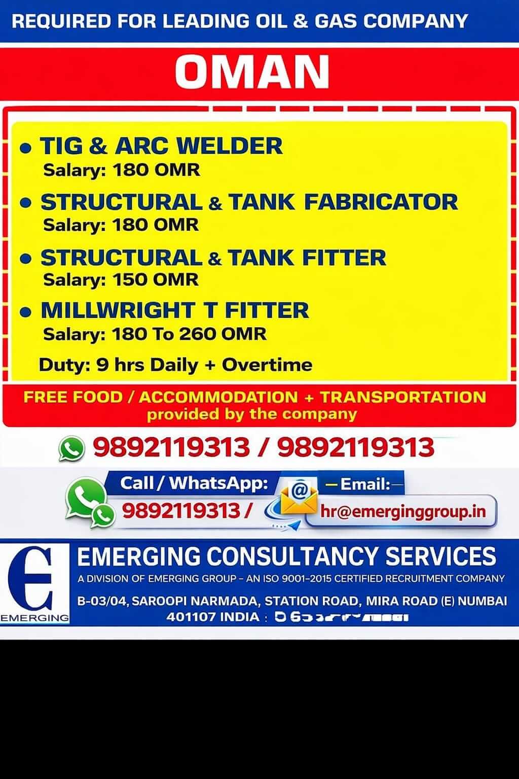 URGENTLY REQUIRED FOR OMAN