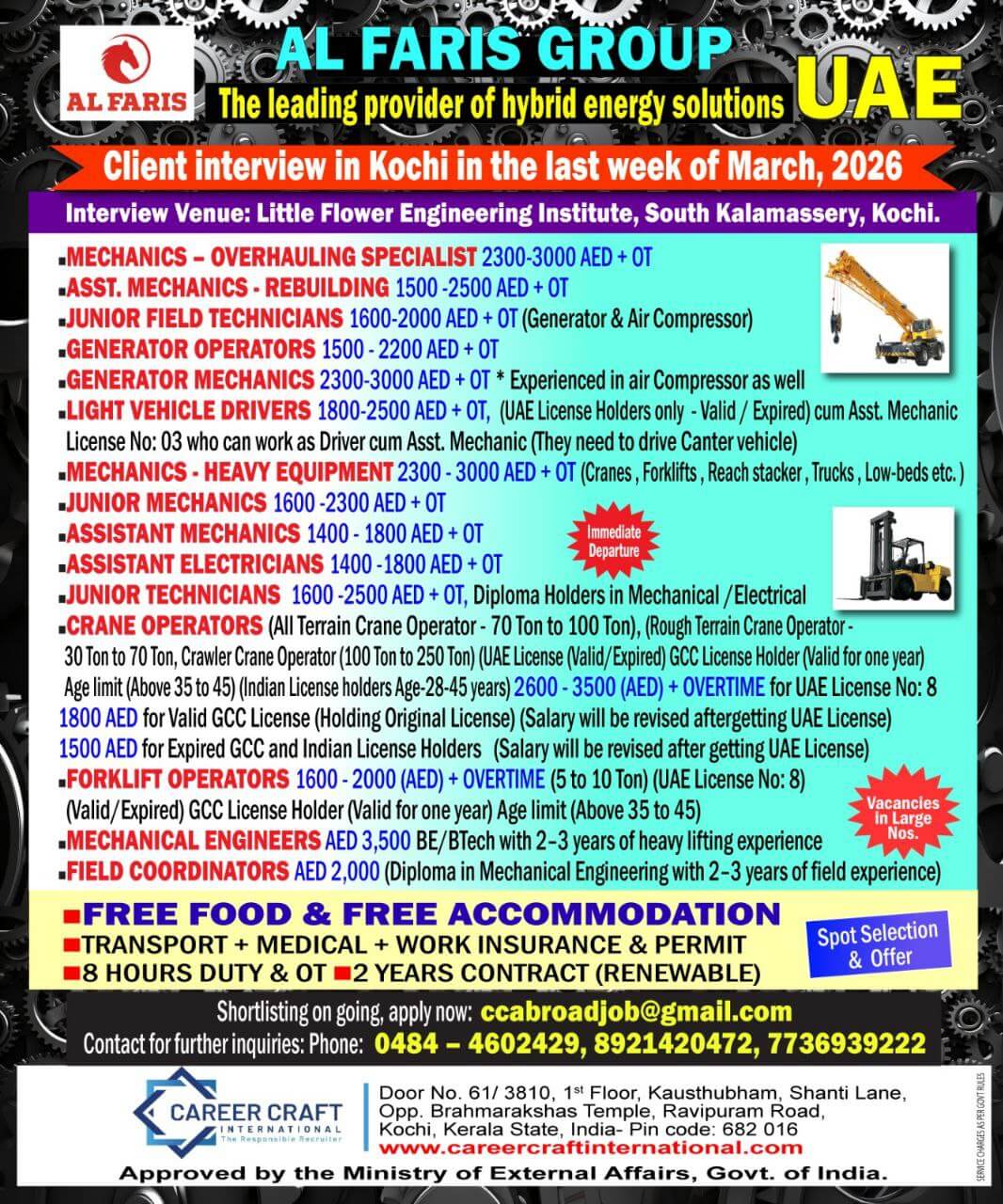 Client Interview at Kochi for Al Faris Group, United Arab Emirates -