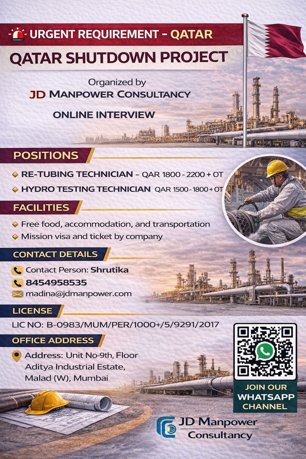 freer Requirement for Qatar shutdown project