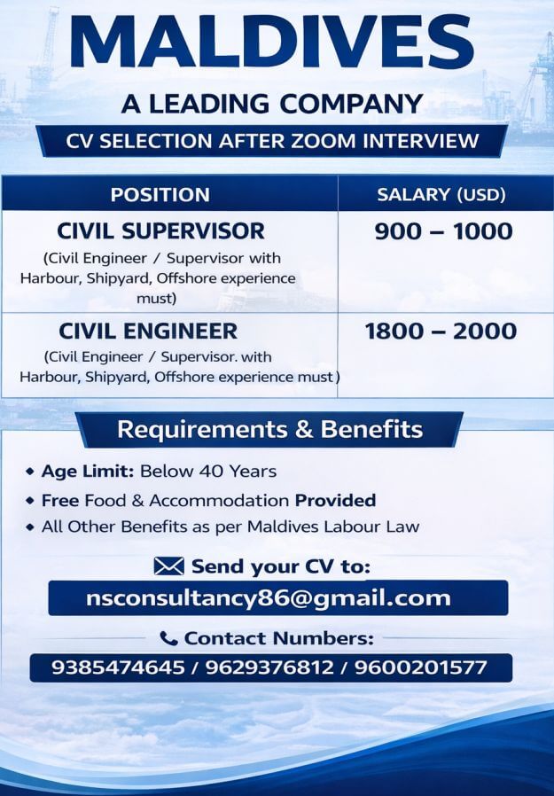 LEADING CONSTRUCTION COMPANY REQUIREMENT MALDIVES