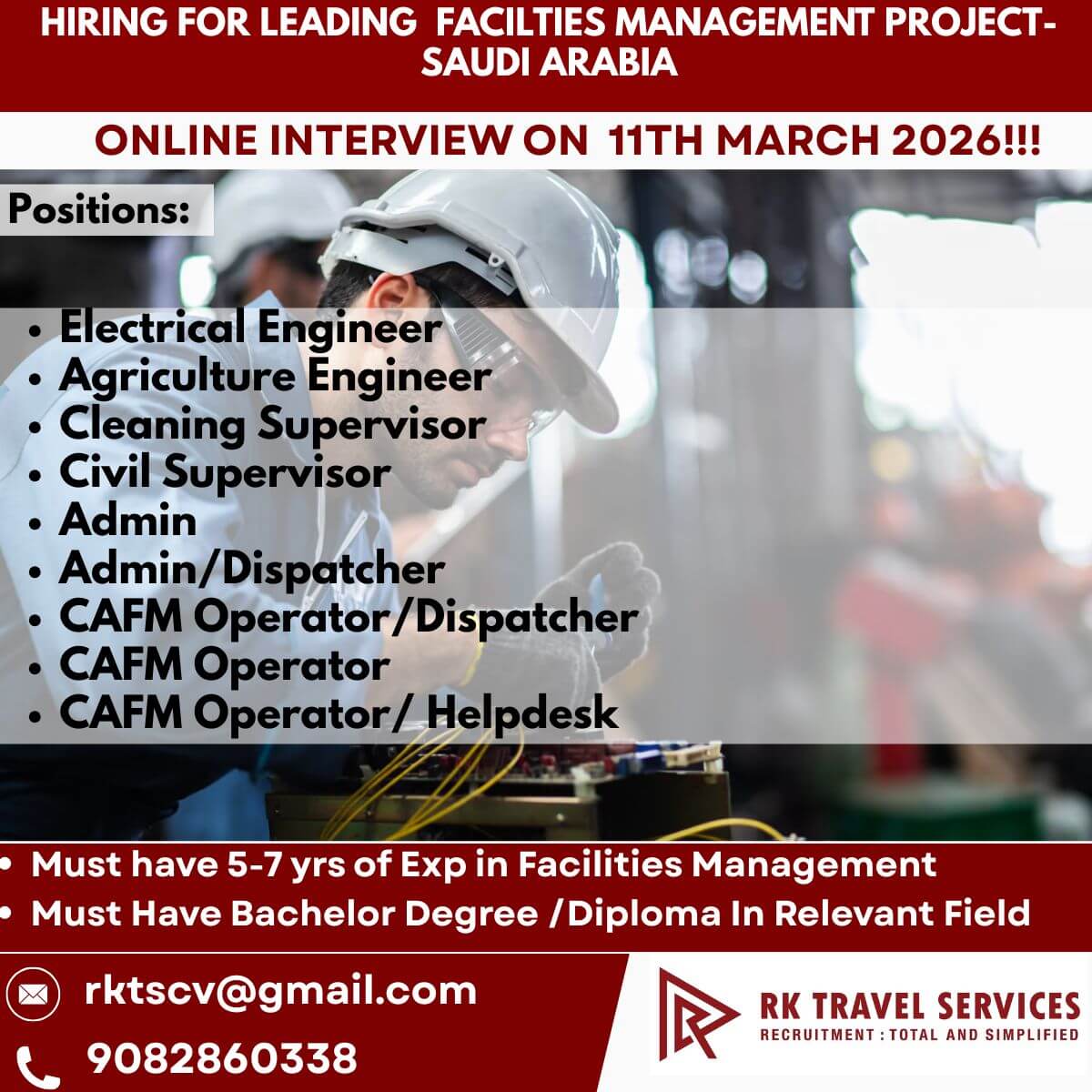 HIRING FOR LEADING  facilties Management Project- Saudi Arabia