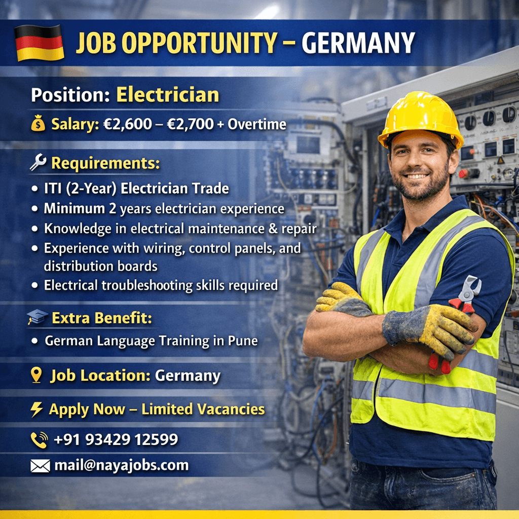 URGENT REQUIREMENT – GERMANY Electrician