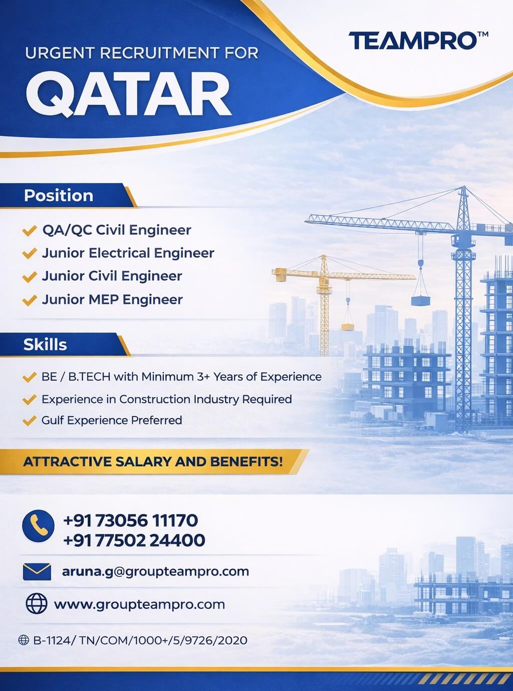 ? Urgent Recruitment for Qatar – Engineering Positions ? Urgent Recruitment for Qatar – Engineering Positions