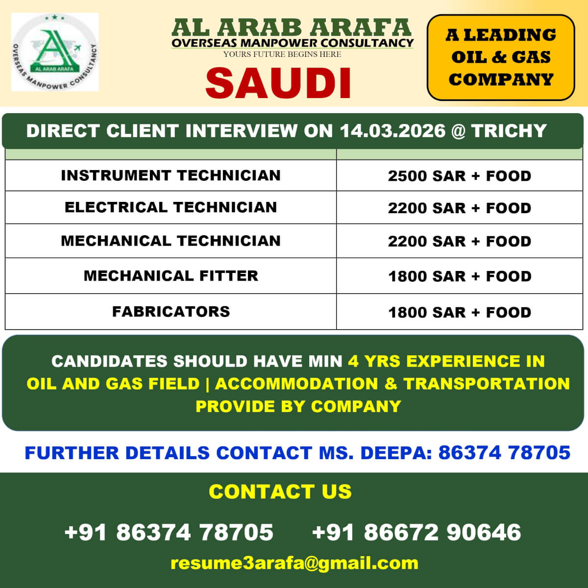 DIRECT CLIENT INTERVIEW ON 14.03.2026 @TRICHY DIRECT CLIENT INTERVIEW ON 14.03.2026 @TRICHY