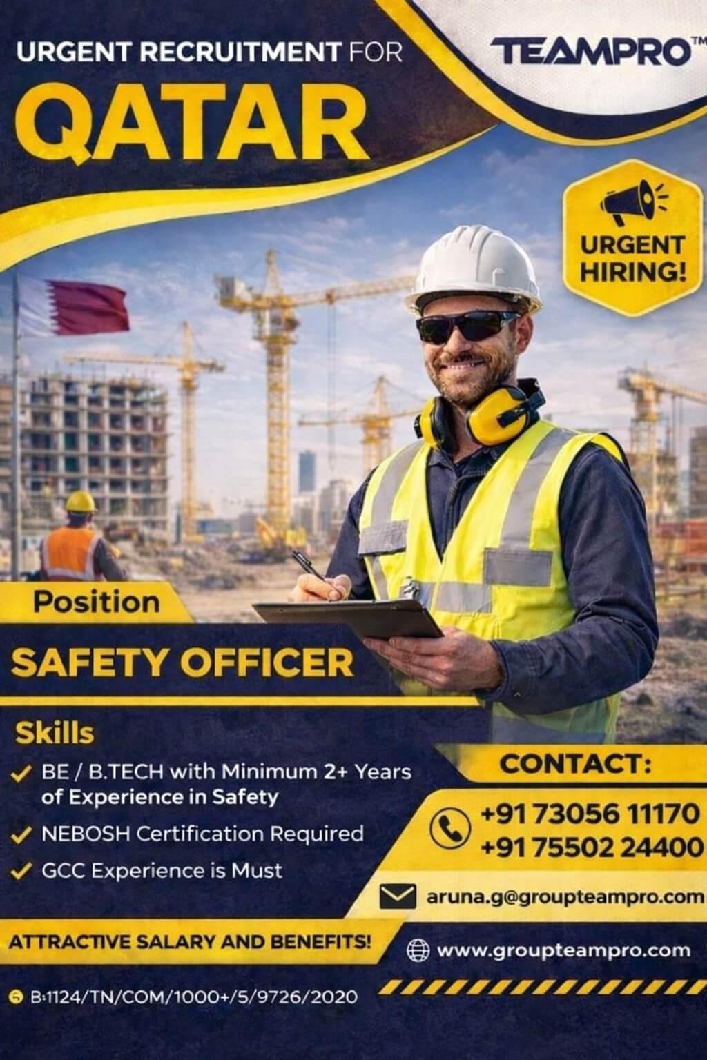 ? Urgent Hiring for Qatar – Safety Officer ? Urgent Hiring for Qatar – Safety Officer