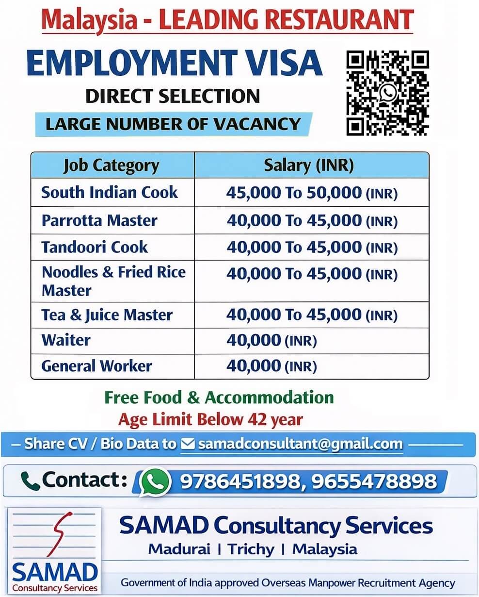 MALAYSIA LEADING RESTAURANT, EMPLOYMENT VISA, DIRECT SELECTION