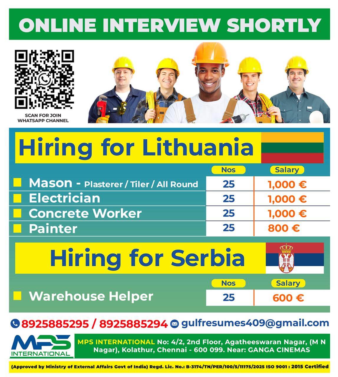 ONLINE INTERVIEW SHORTLY Hiring for Lithuania & Serbia