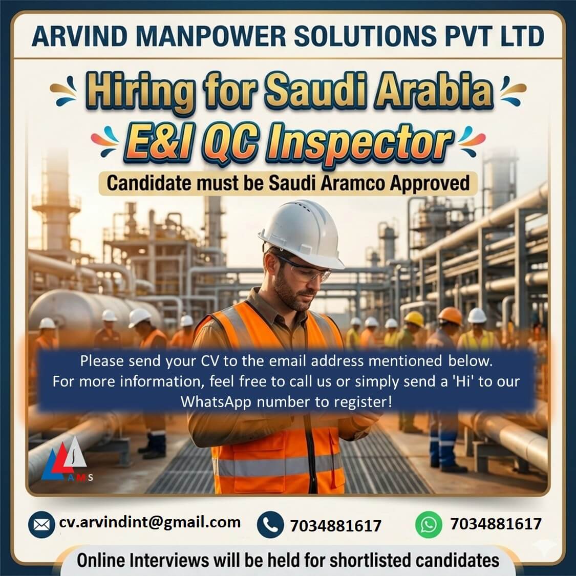 QC E&I Inspector - Aramco Approved
