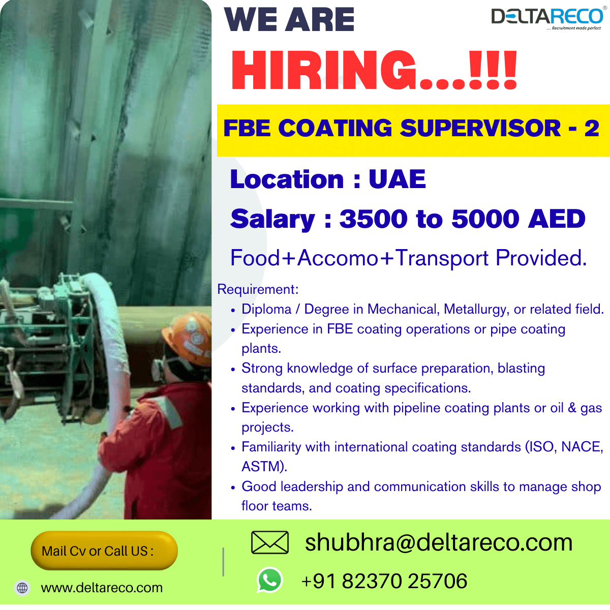 Hiring  FBE Coating Supervisor for UAE