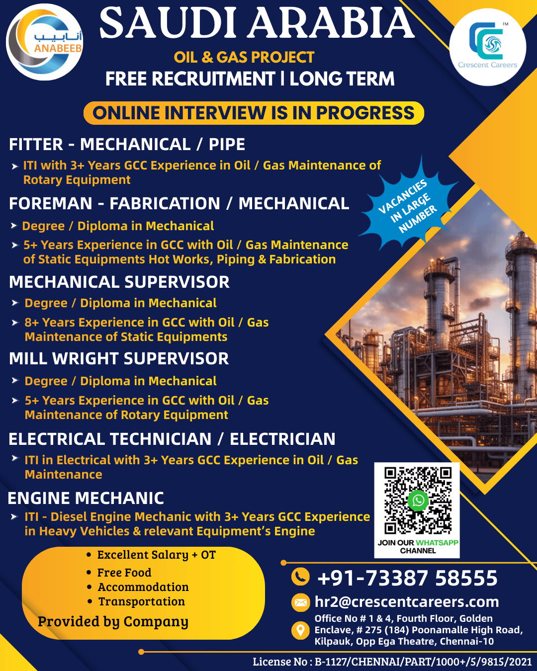 FREE RECERUITMENT FOR SAUDI ARABIA