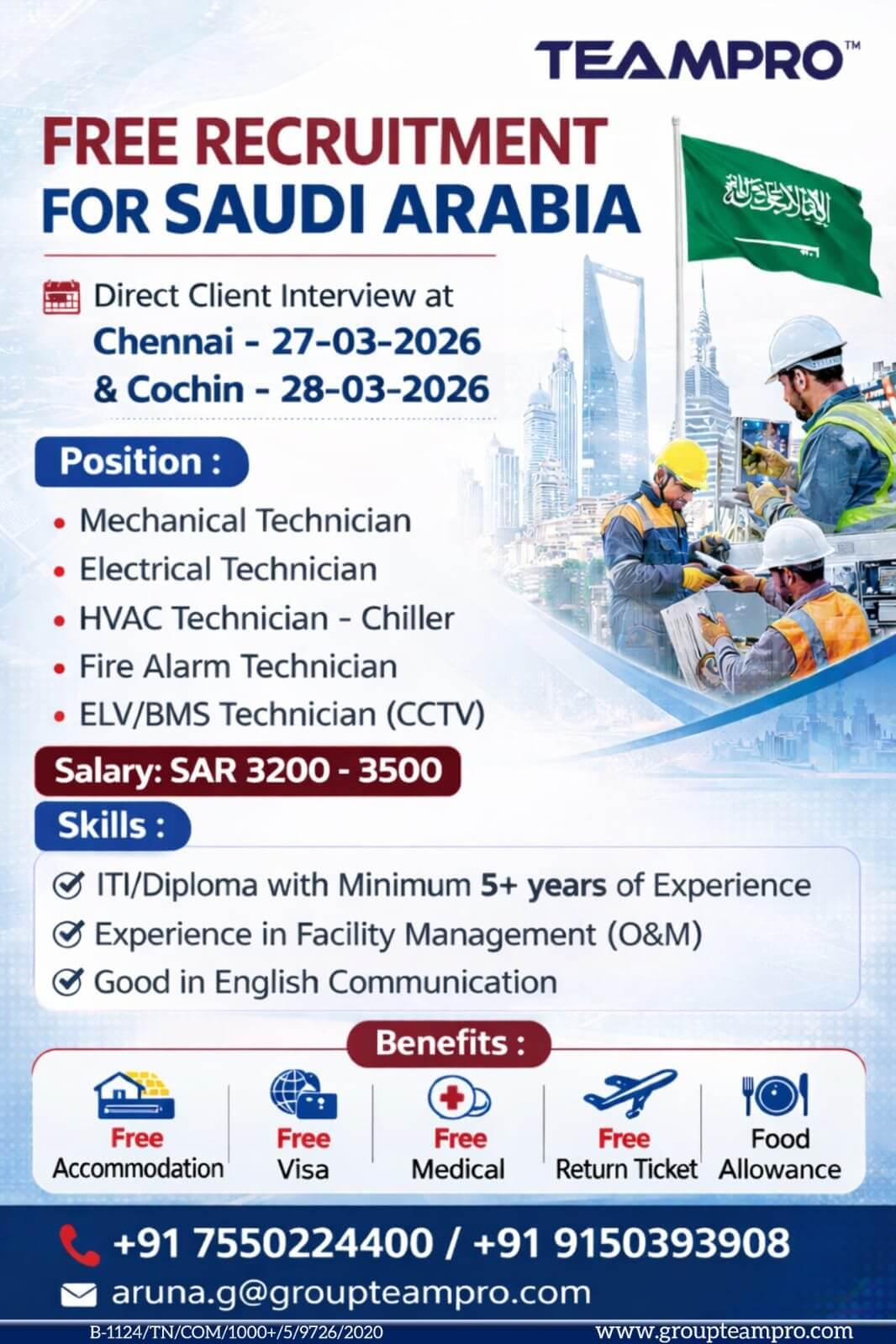 ? FREE RECRUITMENT FOR SAUDI ARABIA – DIRECT CLIENT INTERVIEW ??