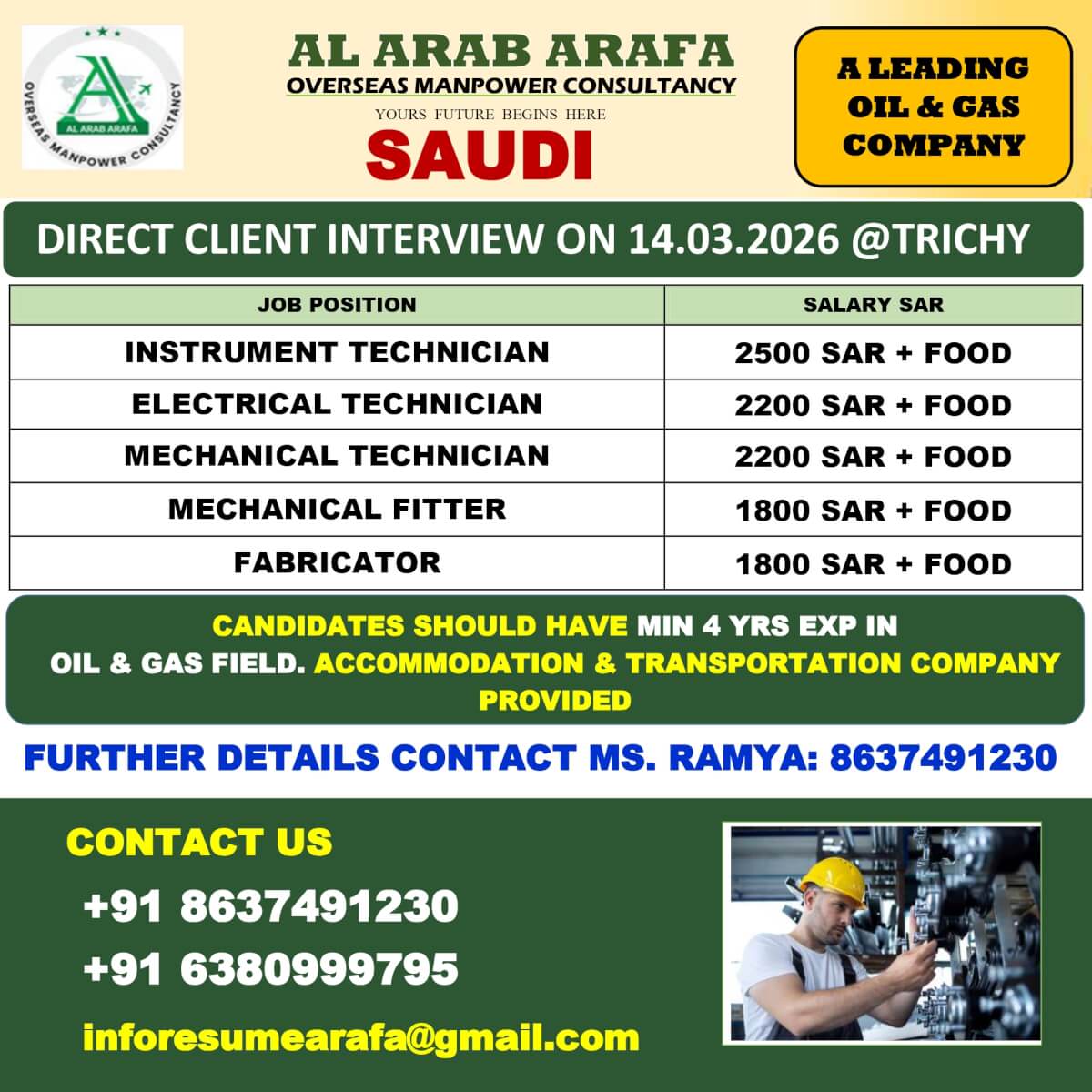 DIRECT CLIENT INTERVIEW ON 14.03.2026 @ TRICHY