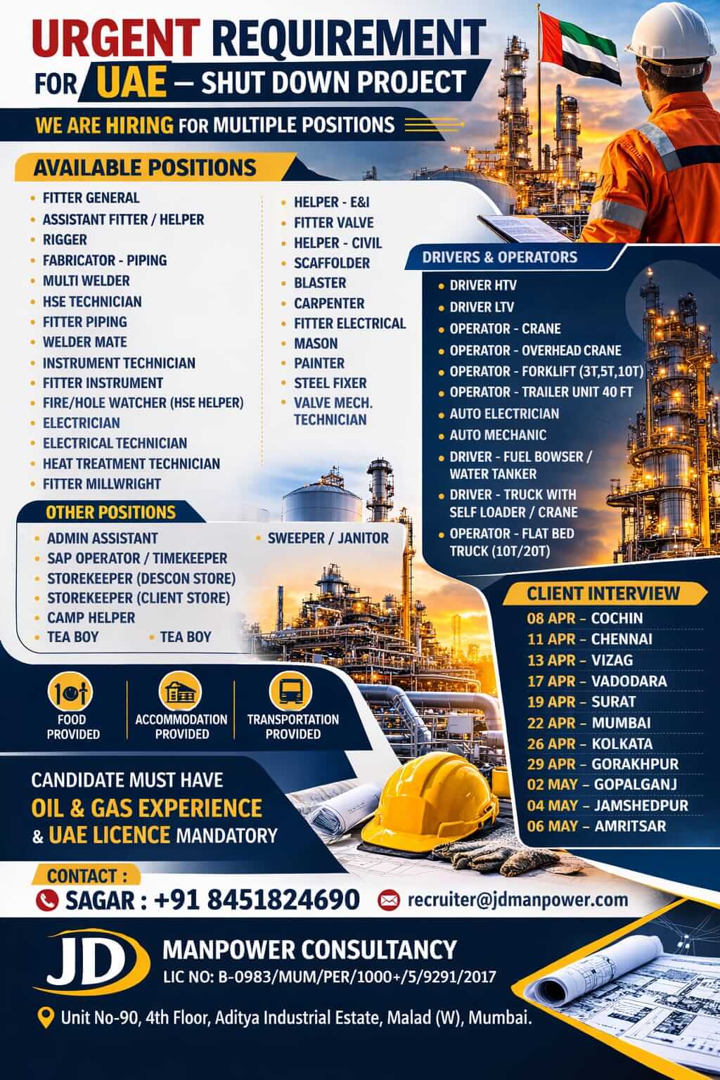 URGENT JOB VACANCY UAE