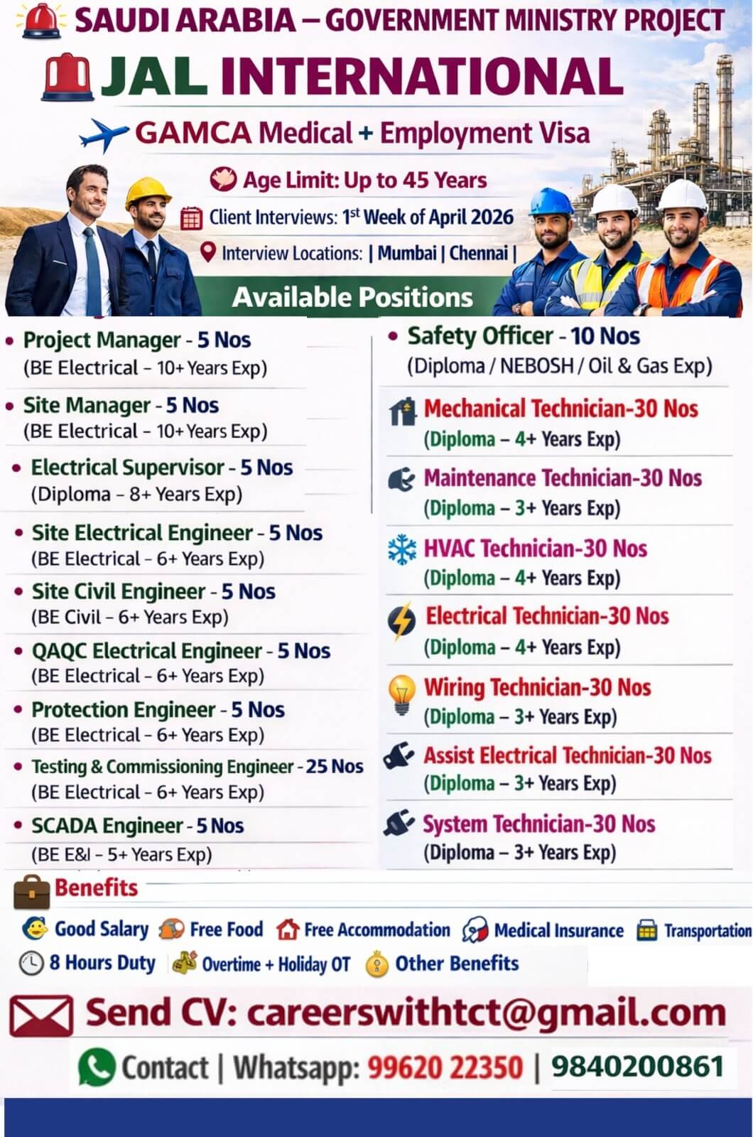 HIRING JAL INTERNATIONAL-SAUDI ARABIA HIRING JAL INTERNATIONAL-SAUDI ARABIA