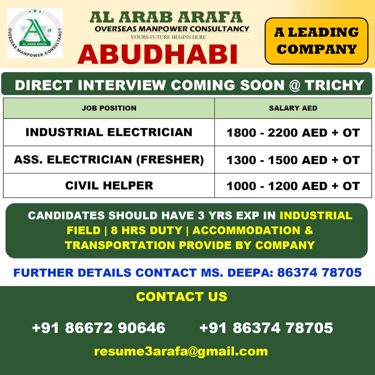 DIRECT INTERVIEW COMING SOON@ TRICHY DIRECT INTERVIEW COMING SOON@ TRICHY