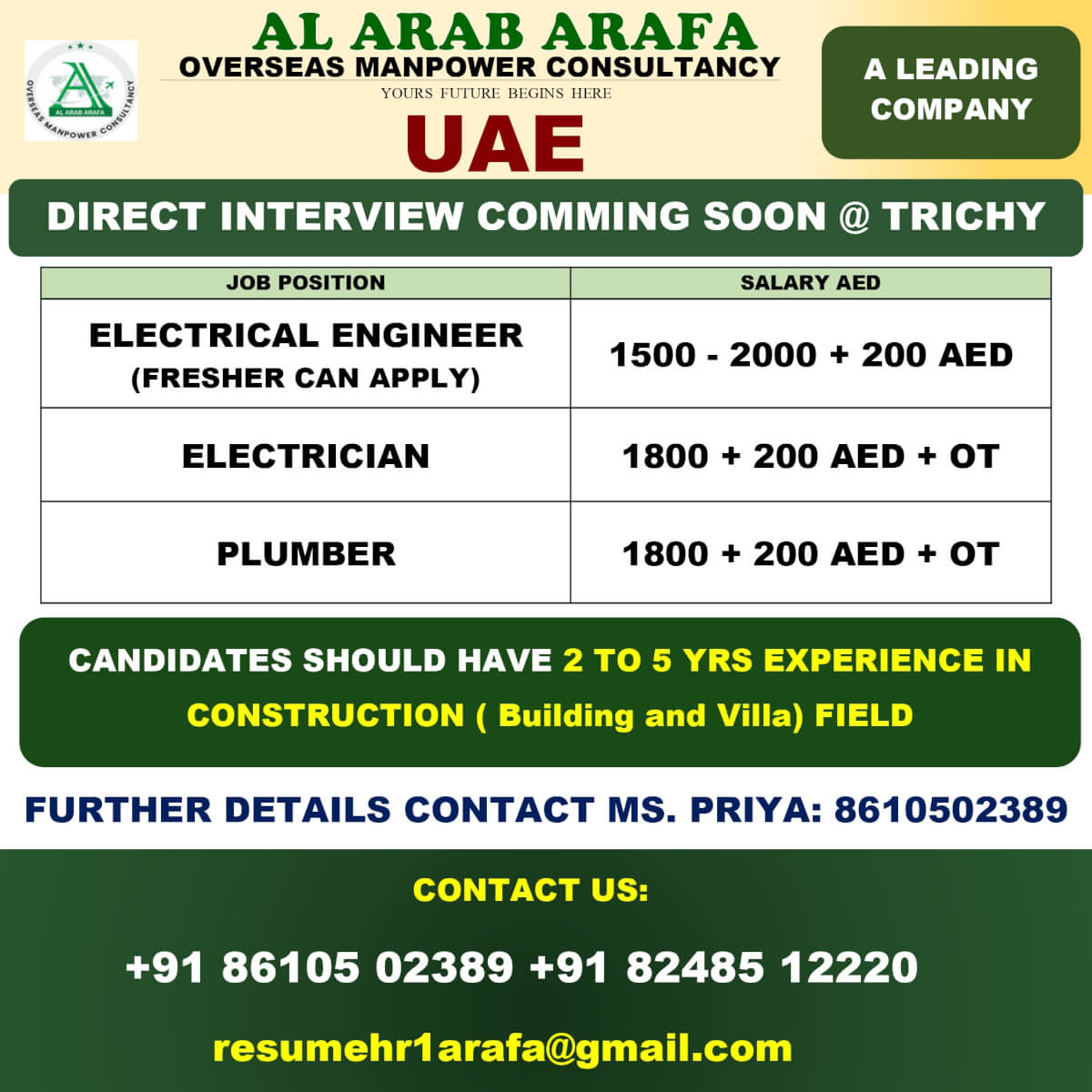 DIRECT INTERVIEW COMING SOON @ TRICHY DIRECT INTERVIEW COMING SOON @ TRICHY