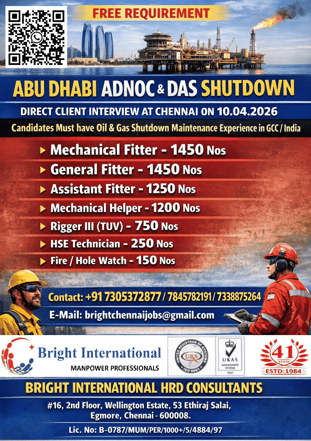 FREE REQUIREMENT - ADNOC SHUTDOWN (3 MONTHS) FREE REQUIREMENT - ADNOC SHUTDOWN (3 MONTHS)