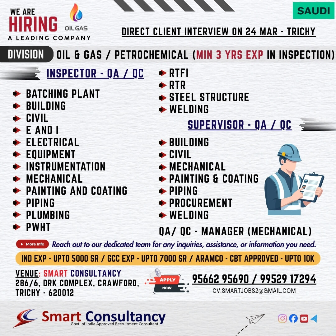 ?WE ARE HIRING — SAUDI ARABIA (OIL & GAS / PETROCHEMICAL) ?? ?WE ARE HIRING — SAUDI ARABIA (OIL & GAS / PETROCHEMICAL) ??