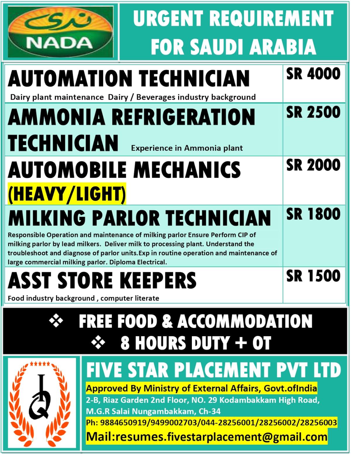 URGENT REQUIREMENT FOR SAUDI ARABIA URGENT REQUIREMENT FOR SAUDI ARABIA