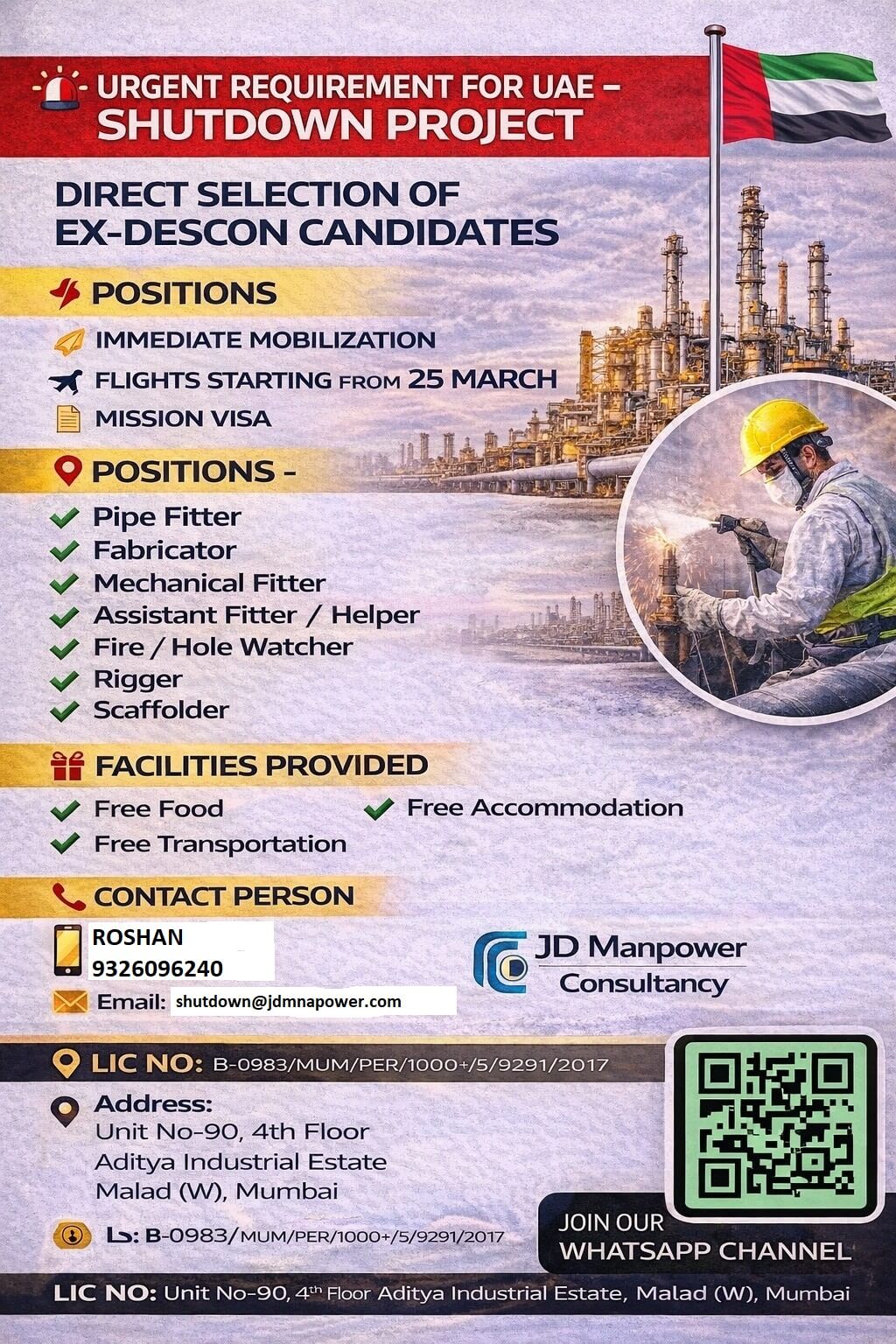 URGENT REQUIREMENT FOR EX DESCON CANDIDATES UAE