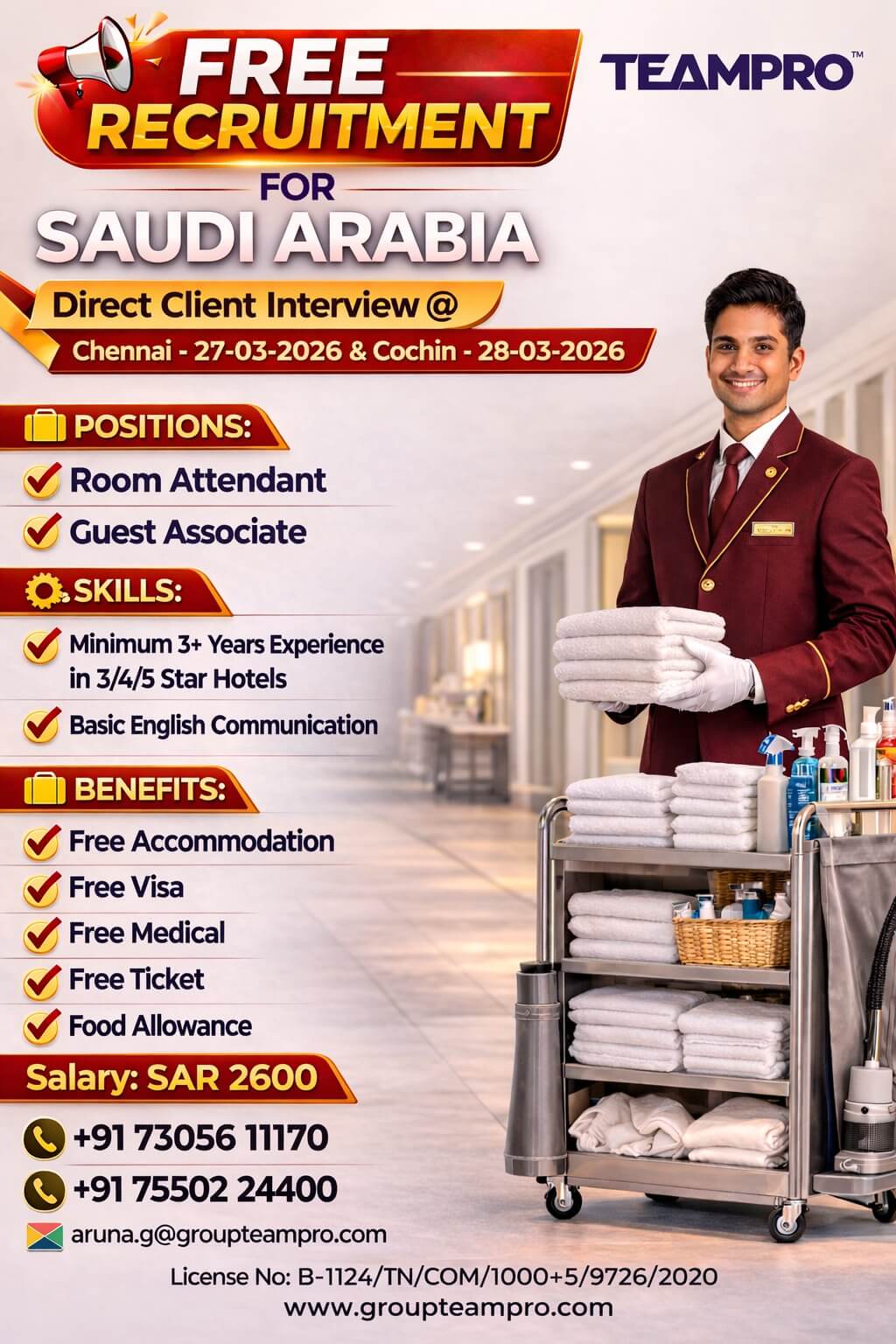 Free Recruitment – Hospitality Jobs in Saudi Arabia ?? Free Recruitment – Hospitality Jobs in Saudi Arabia ??