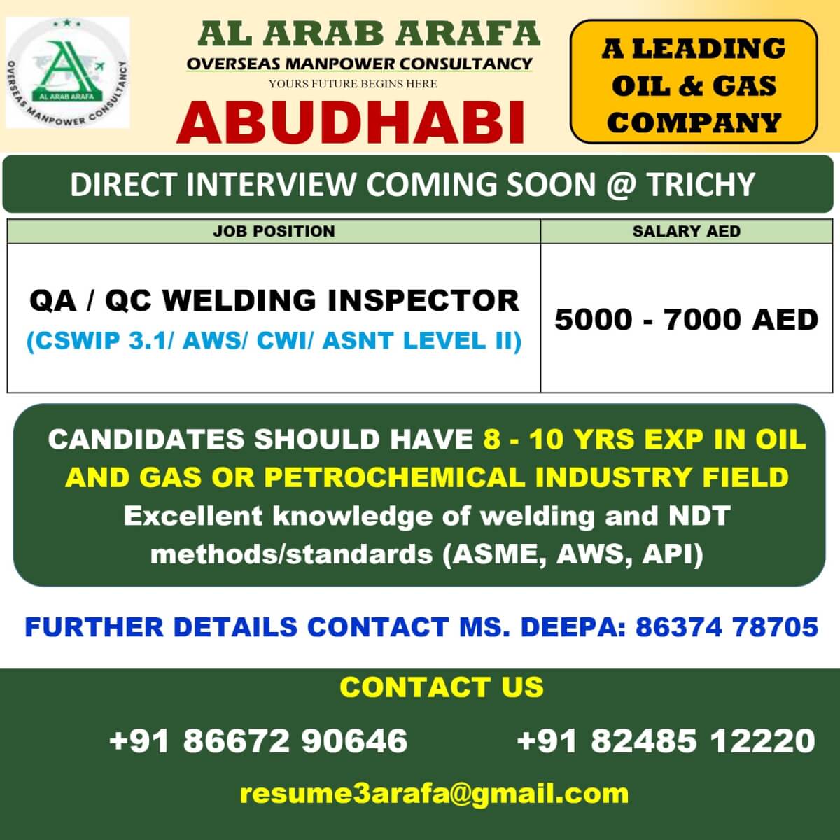 DIRECT INTERVIEW COMING SOON @ TRICHY