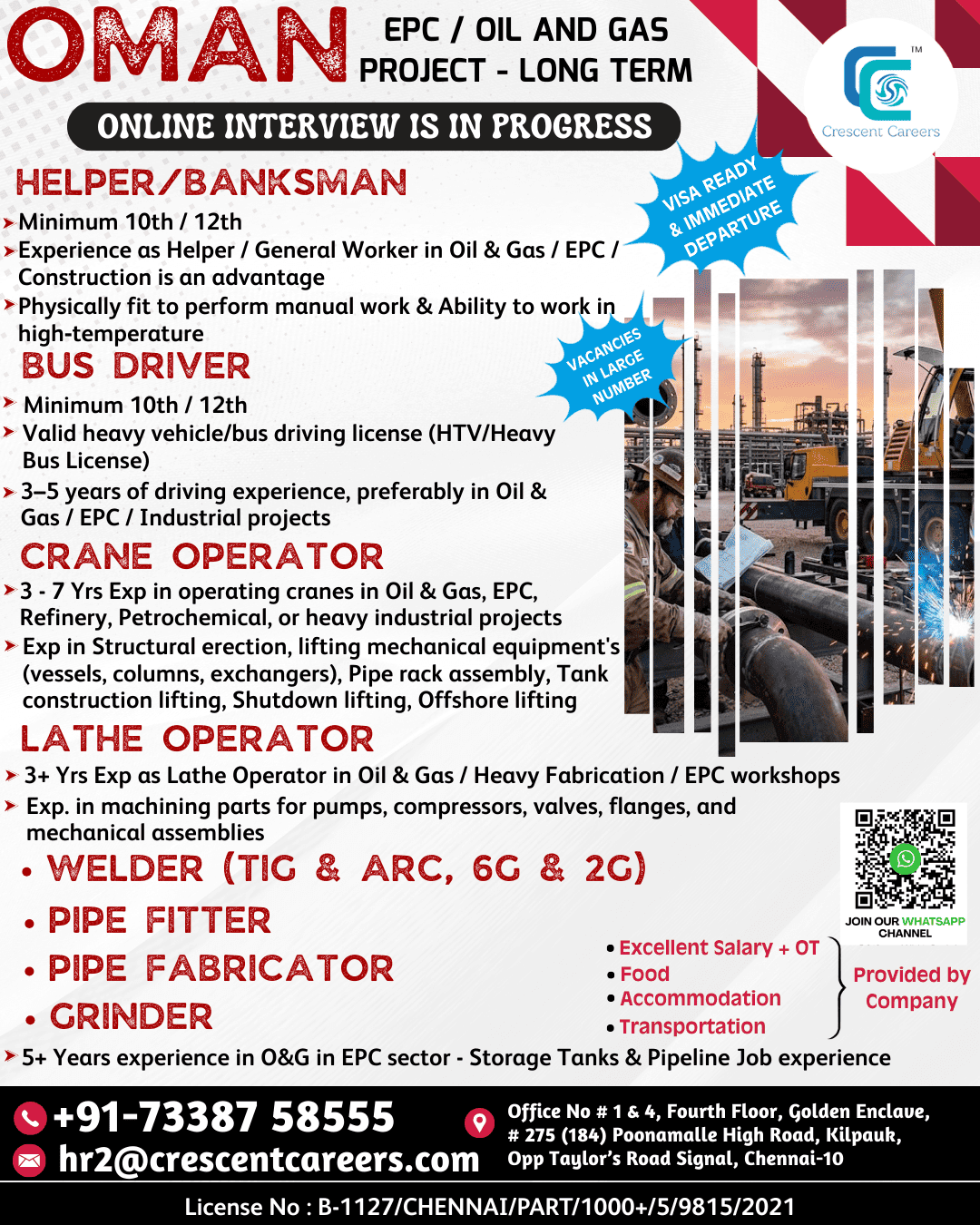 BANKSMAN / OPERATOR-CRANE / LATHE / WELDER BANKSMAN / OPERATOR-CRANE / LATHE / WELDER