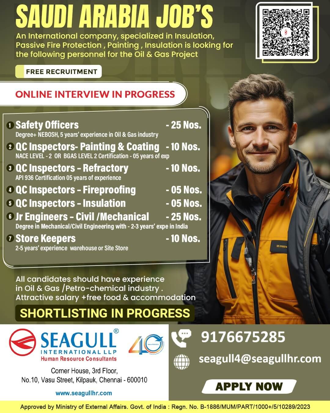 FREE & VERY URGENT REQUIREMENTS FOR OIL & GAS PROJECT AT SAUDI ARABIA - KSA