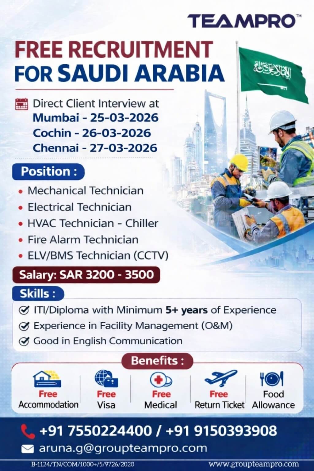 ? FREE RECRUITMENT FOR SAUDI ARABIA – DIRECT CLIENT INTERVIEW ??