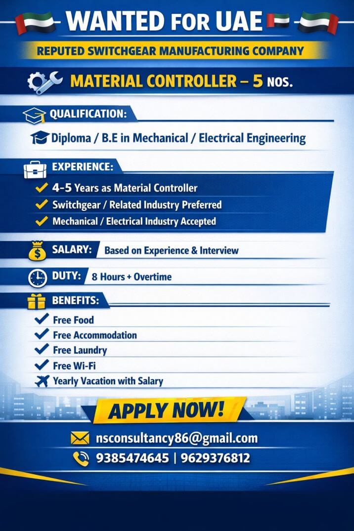 LEADING SWITCHGEAR MANUFACTURING COMPANY REQUIREMENT UAE