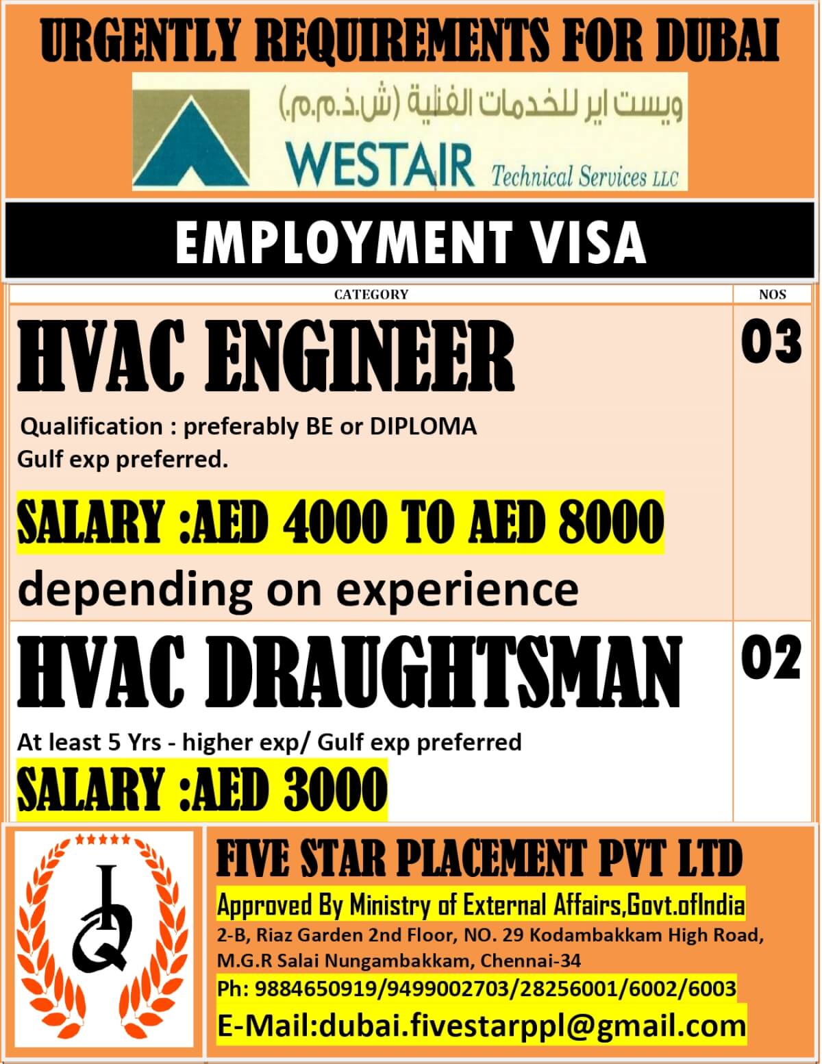 URGENT REQUIREMENT FOR DUBAI