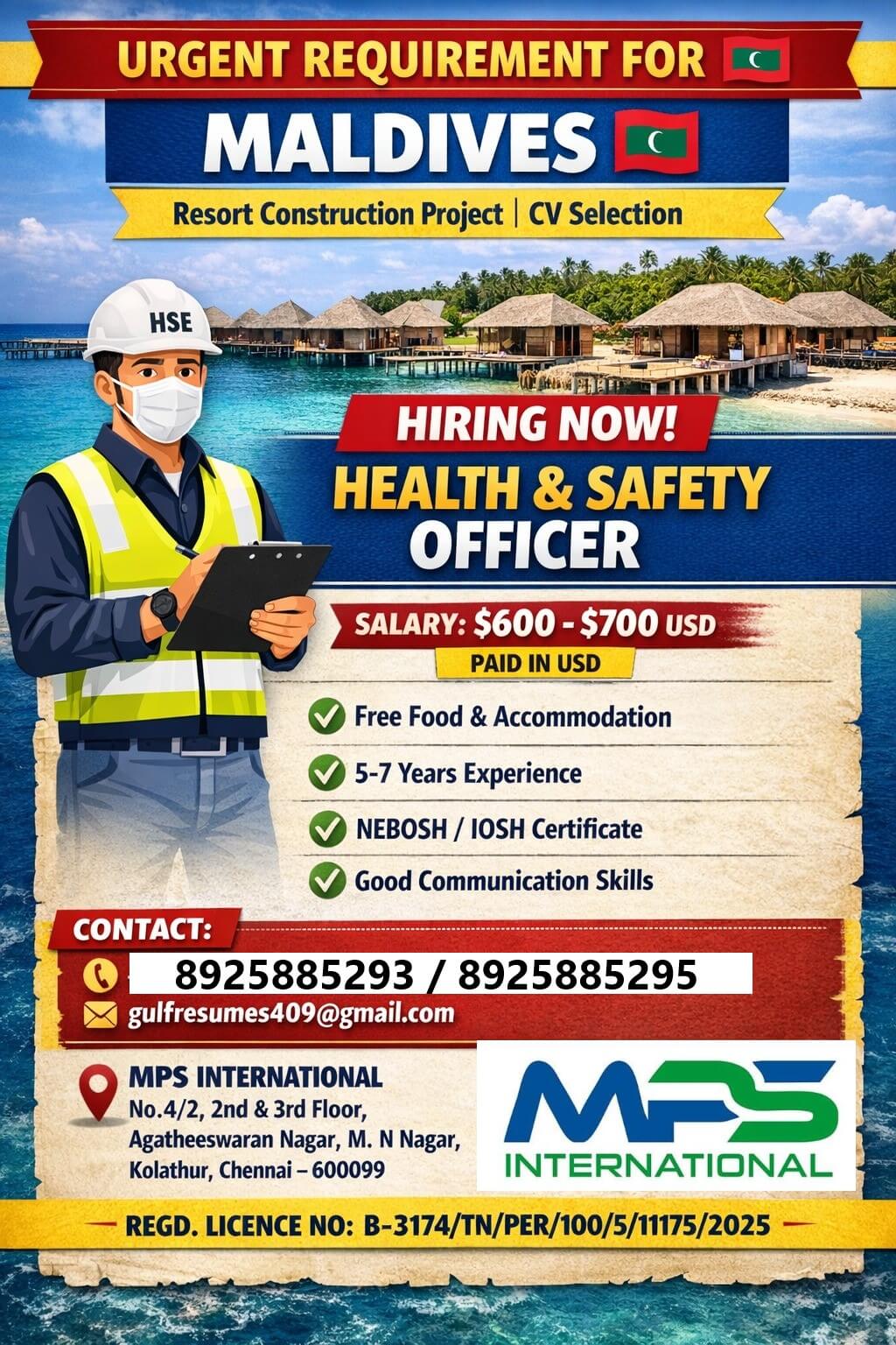 URGENT REQUIREMENT FOR MALDIVES  Resort Construction Project | CV Selection