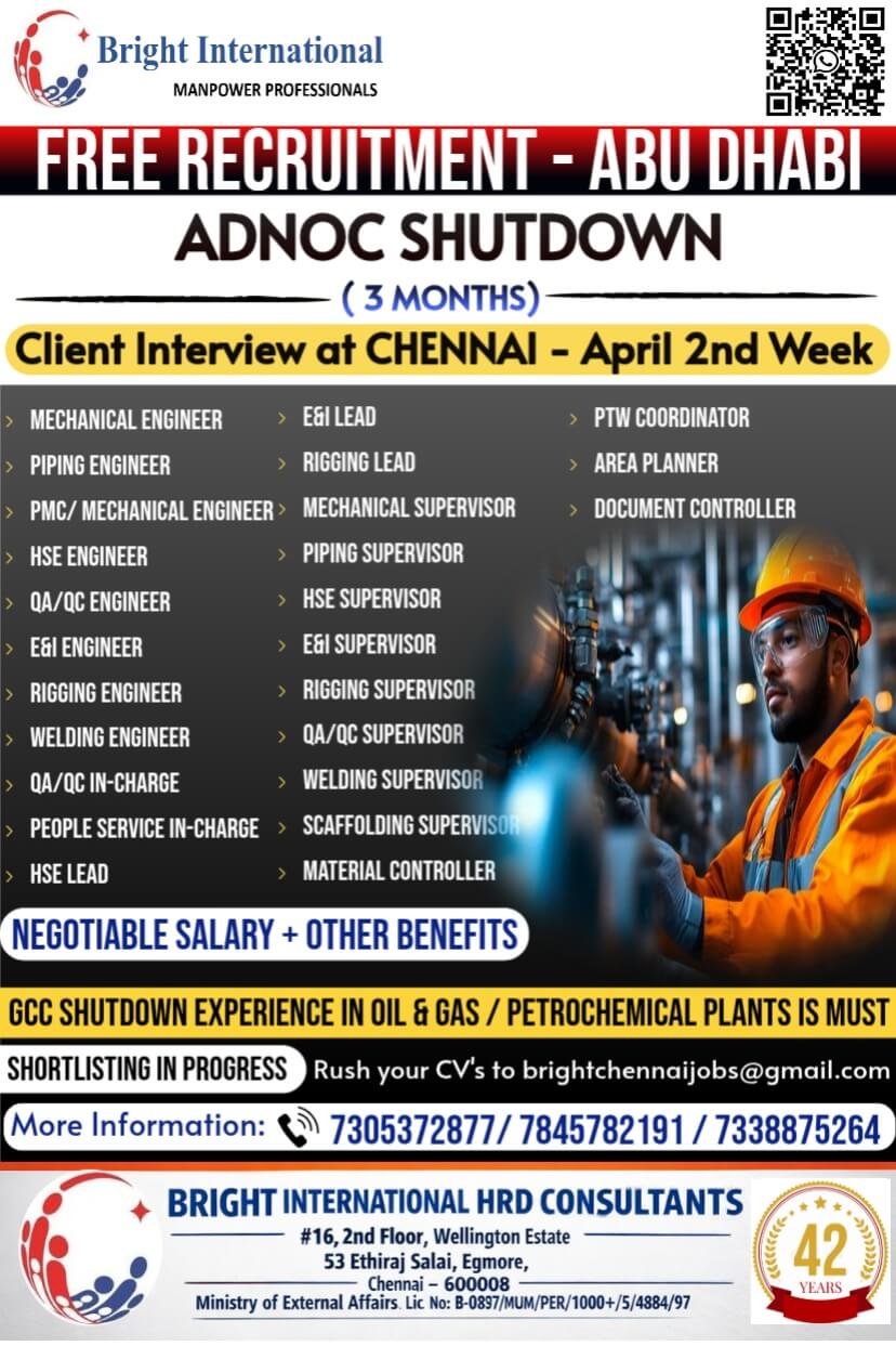 FREE REQUIREMENT - ADNOC SHUTDOWN