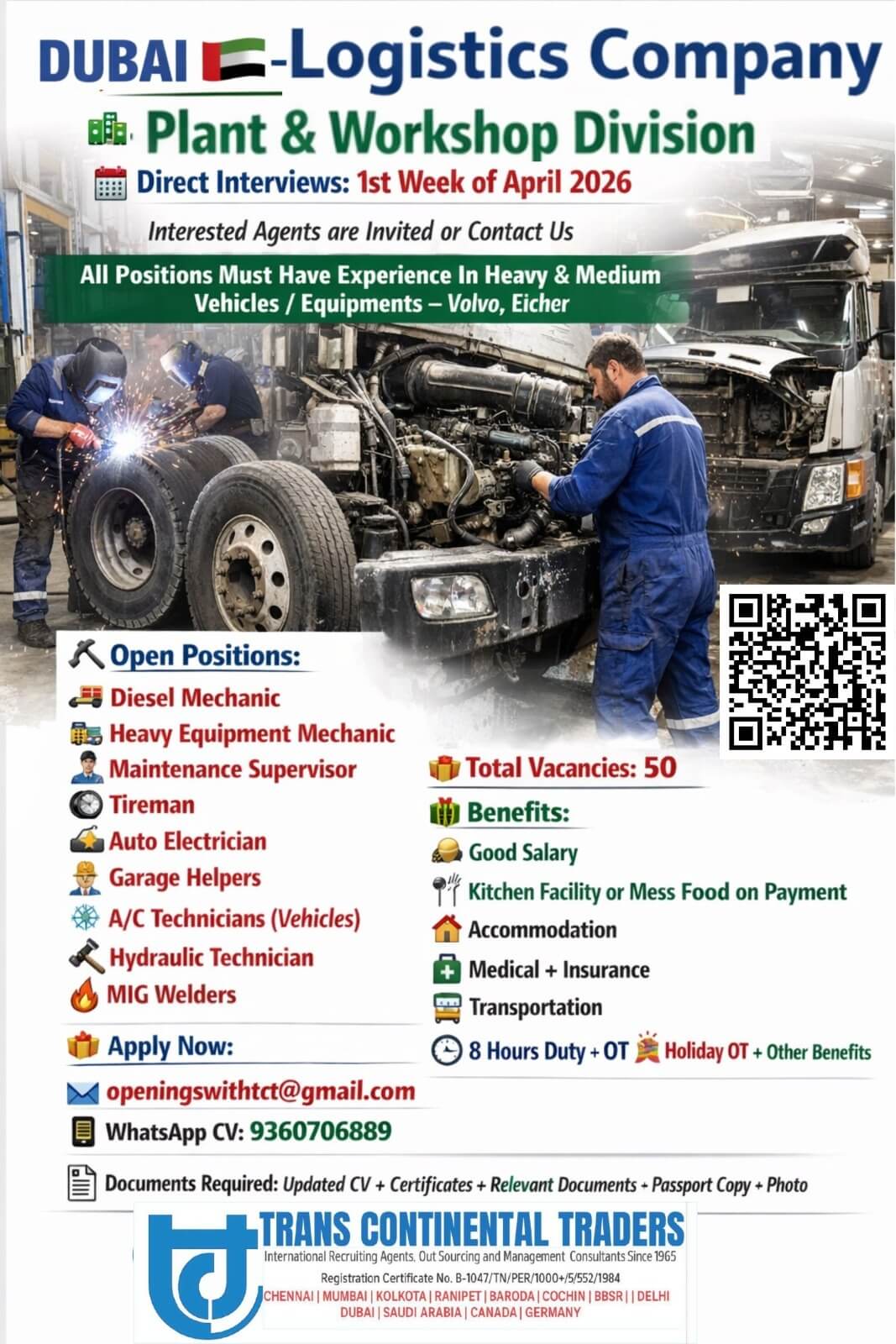 HIRING FOR LOGISTICS PLANT WORKSHOP DIVISION-DUBAI