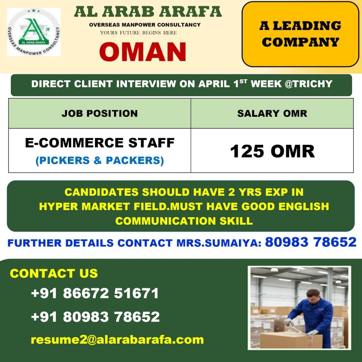 DIRECT CLIENT INTERVIEW ON APRIL 1 ST WEEK @TRICHY