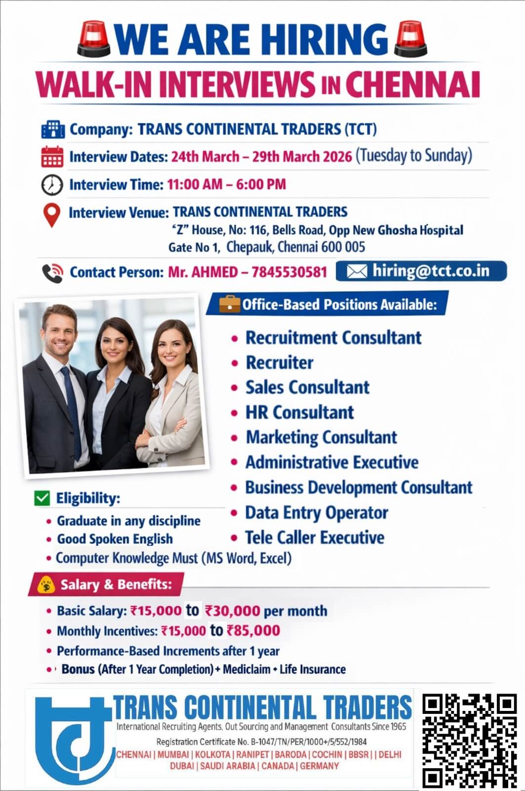 TRANS CONTINENTAL TRADERS HIRING IN CHENNAI TRANS CONTINENTAL TRADERS HIRING IN CHENNAI