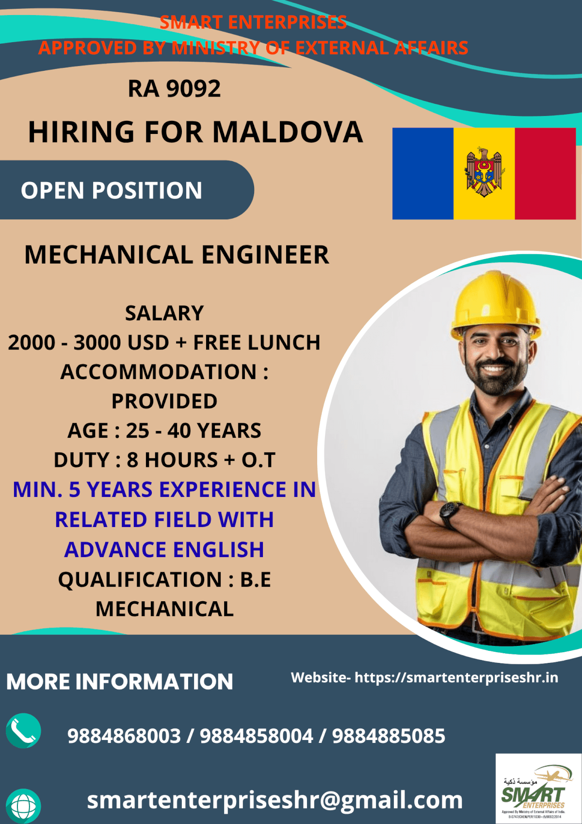 URGENT REQUIREMENT FOR MALDOVA