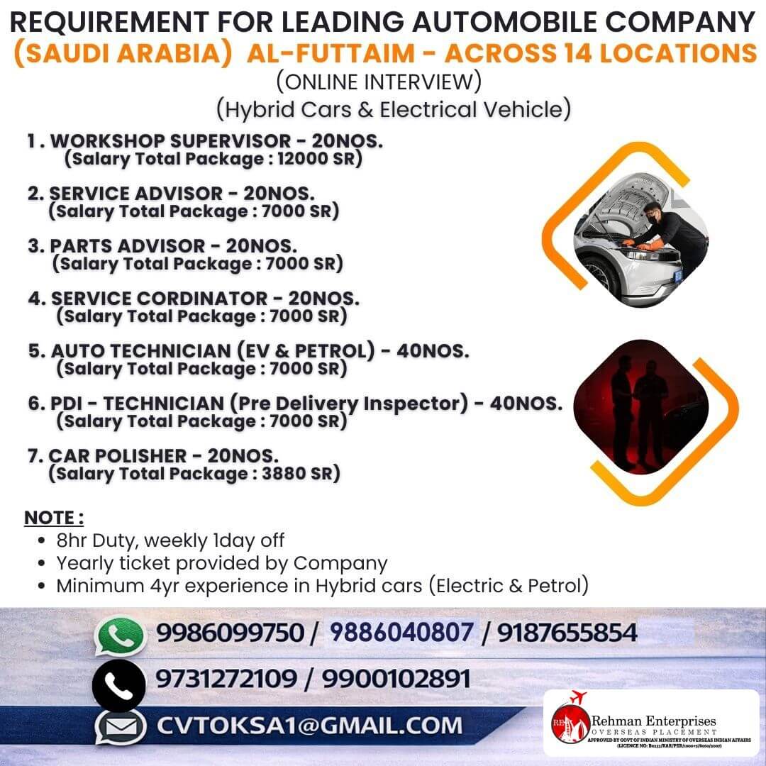 HIRING FOR SAUDI ARABIA