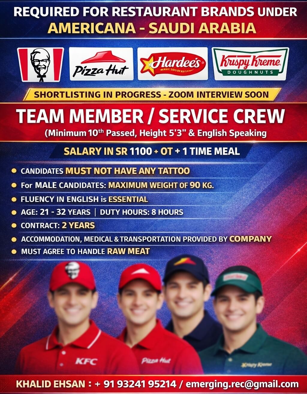 REQUIRED FOR RESTAURANT BRANDS UNDER AMERICANA - SAUDI ARABIA REQUIRED FOR RESTAURANT BRANDS UNDER AMERICANA - SAUDI ARABIA