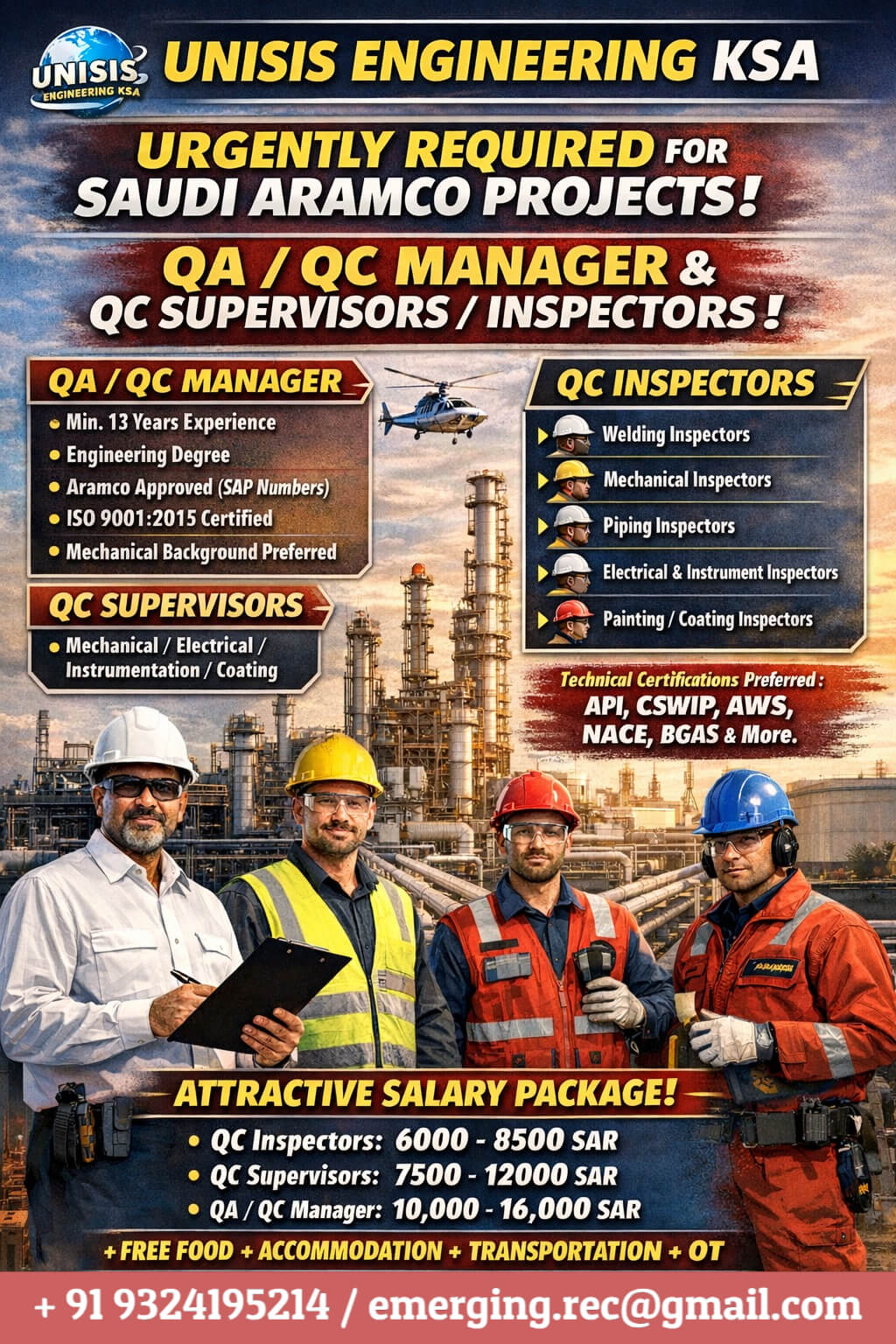 URGENT REQUIRED FOR SAUDI ARAMCO PROJECT URGENT REQUIRED FOR SAUDI ARAMCO PROJECT