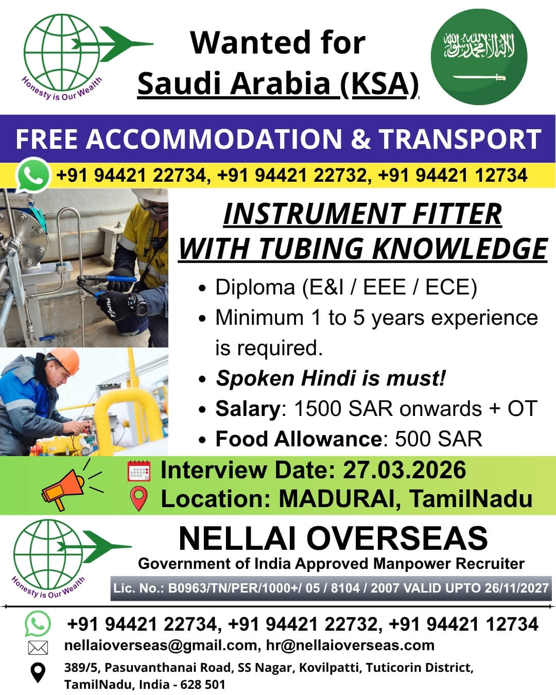 KSA - INTRUMENT FITTER with TUBING knowledge KSA - INTRUMENT FITTER with TUBING knowledge