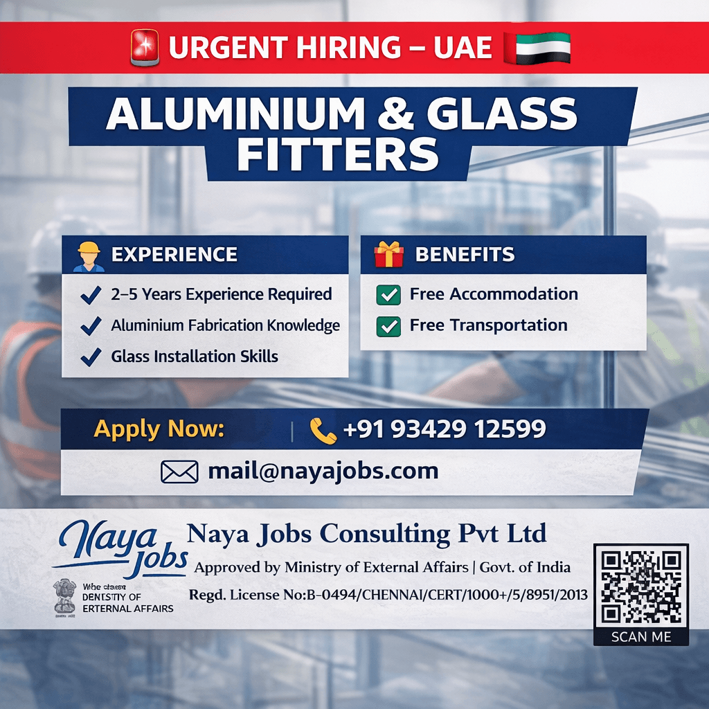 URGENT HIRING FOR ALUMINIUM & GLASS FITTERS