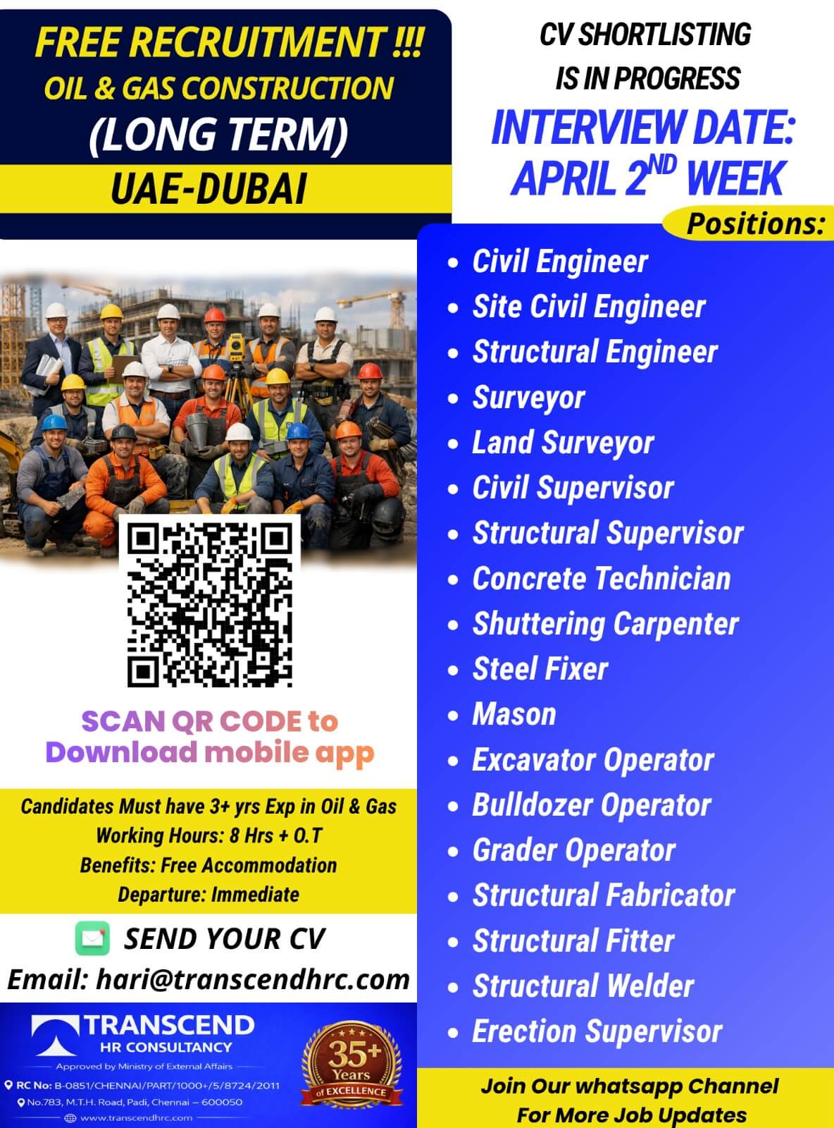 Multiple Civil & Structural Positions – Oil & Gas Construction (Long Term)