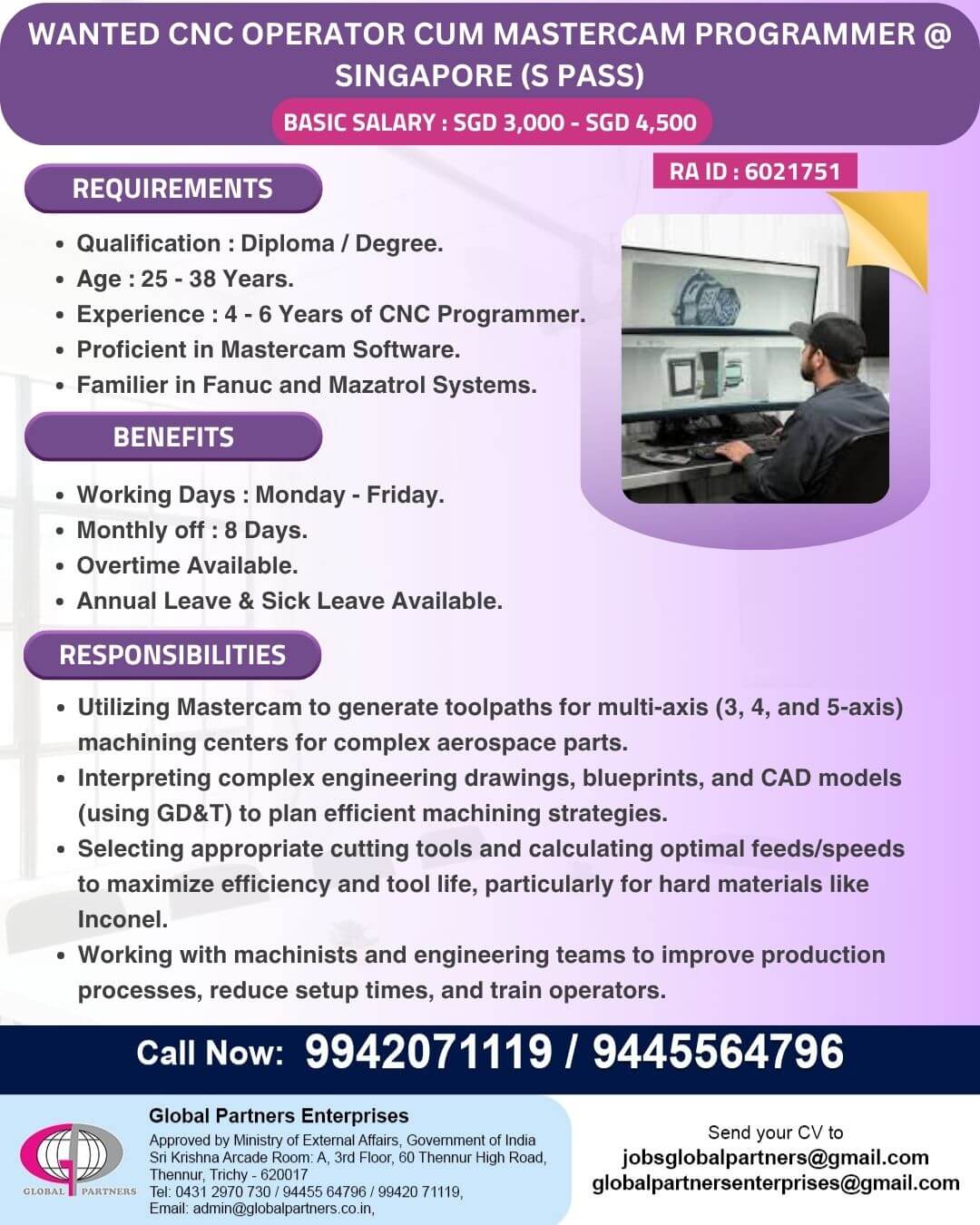 CNC OPERATOR CUM MASTERCAM PROGRAMMER CNC OPERATOR CUM MASTERCAM PROGRAMMER