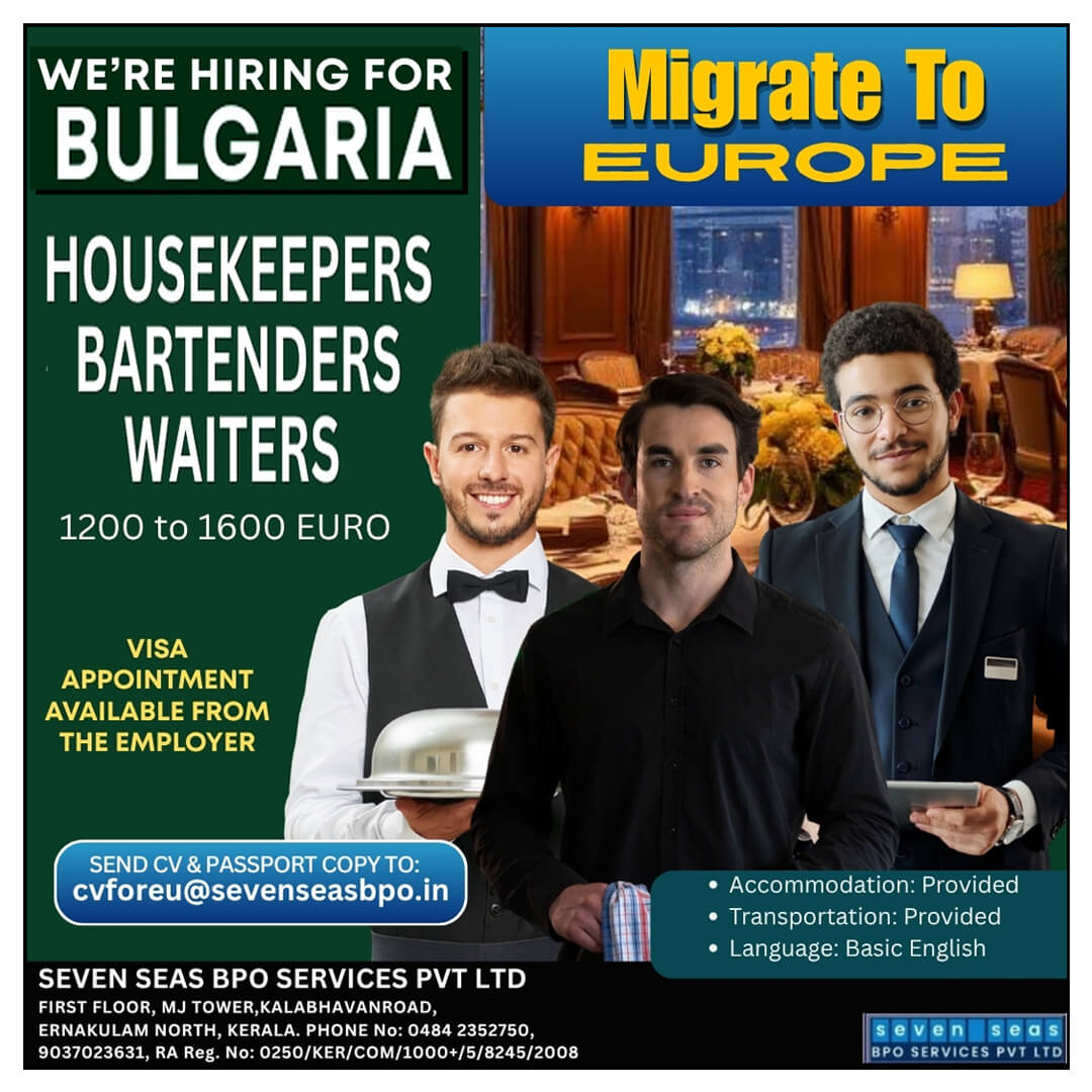 Urgent Vacancies in BULGARIA (Schengen country)