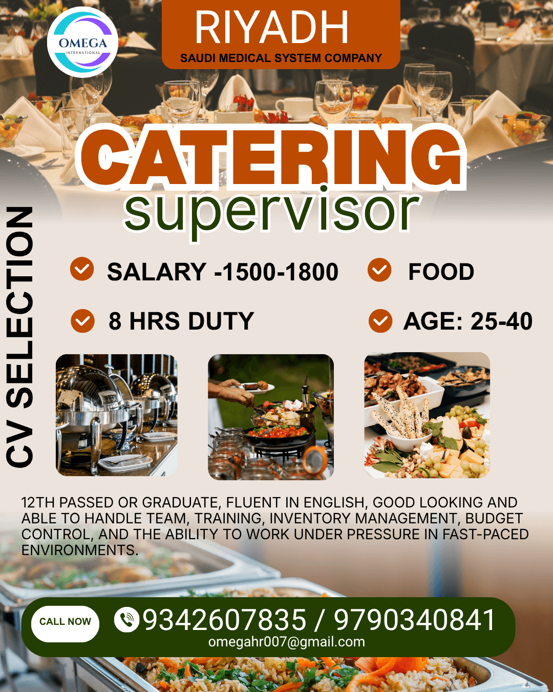 CATERING SUPERVISOR CATERING SUPERVISOR