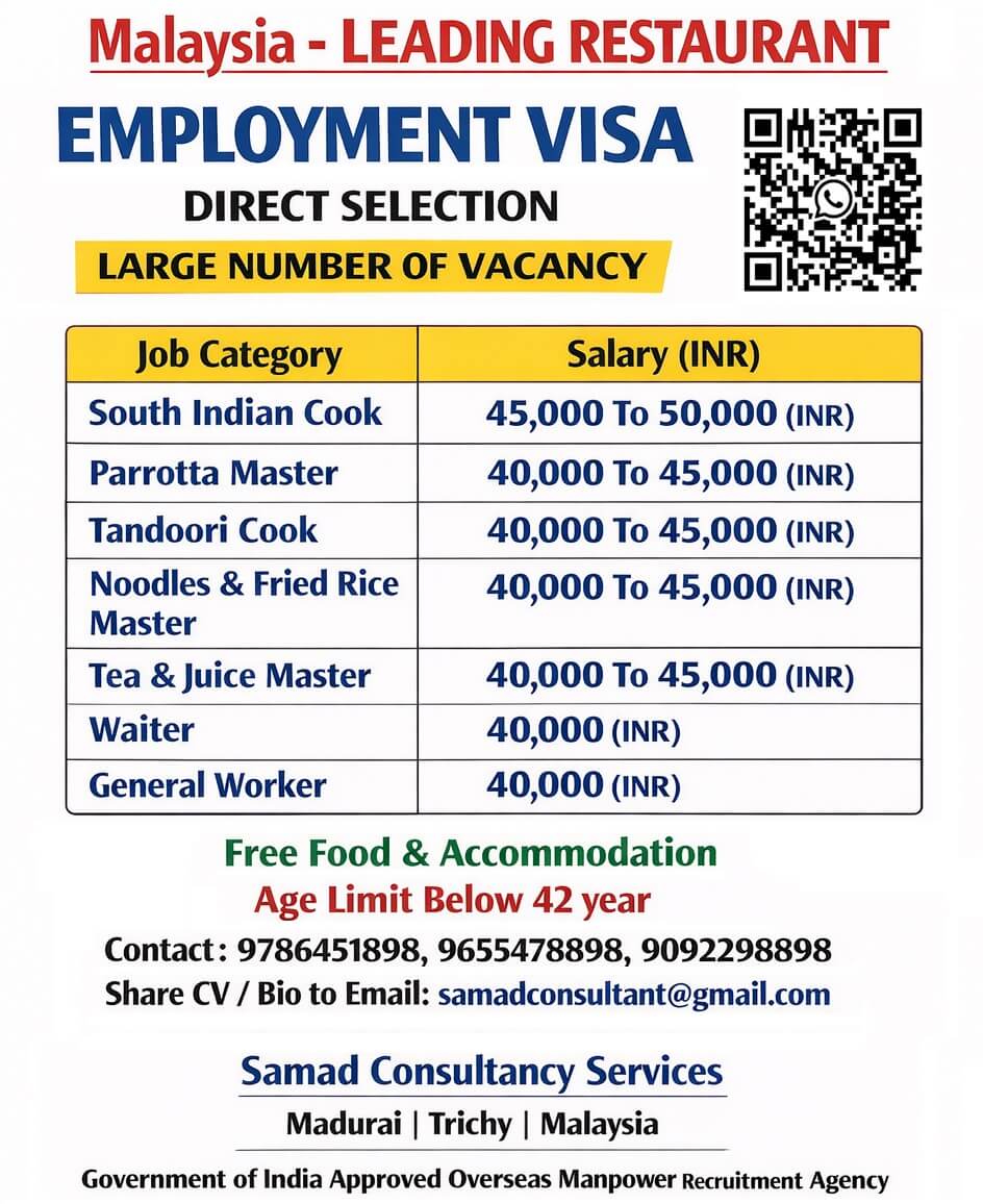 MALAYSIA - EMPLOYMENT VISA,  LEADING RESTAURANT