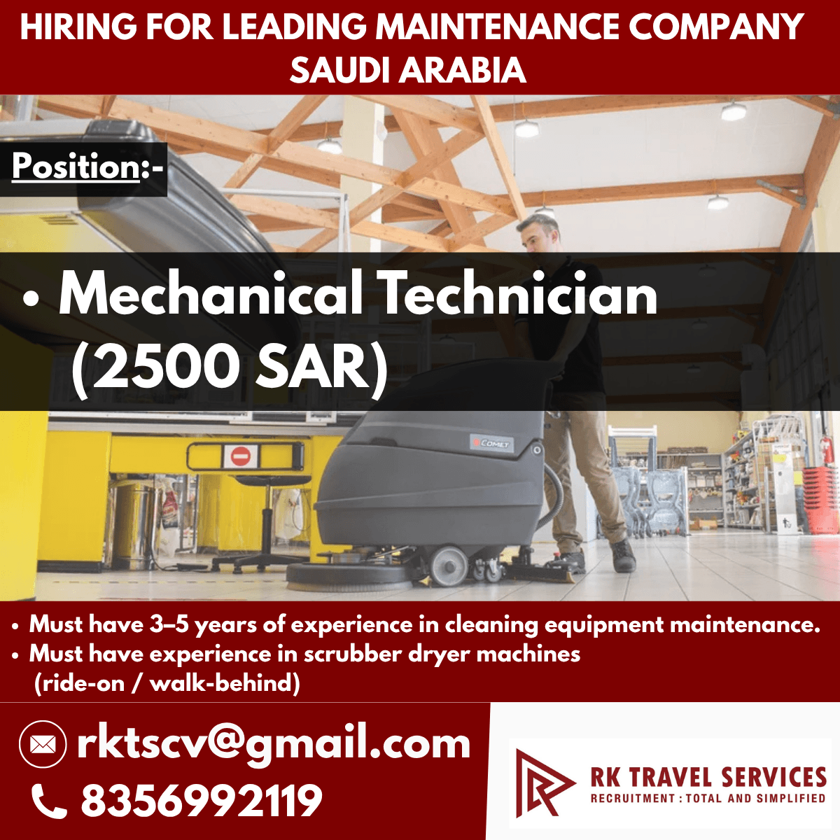 HIRING FOR LEADING MAINTENANCE COMPANY SAUDI ARABIA HIRING FOR LEADING MAINTENANCE COMPANY SAUDI ARABIA