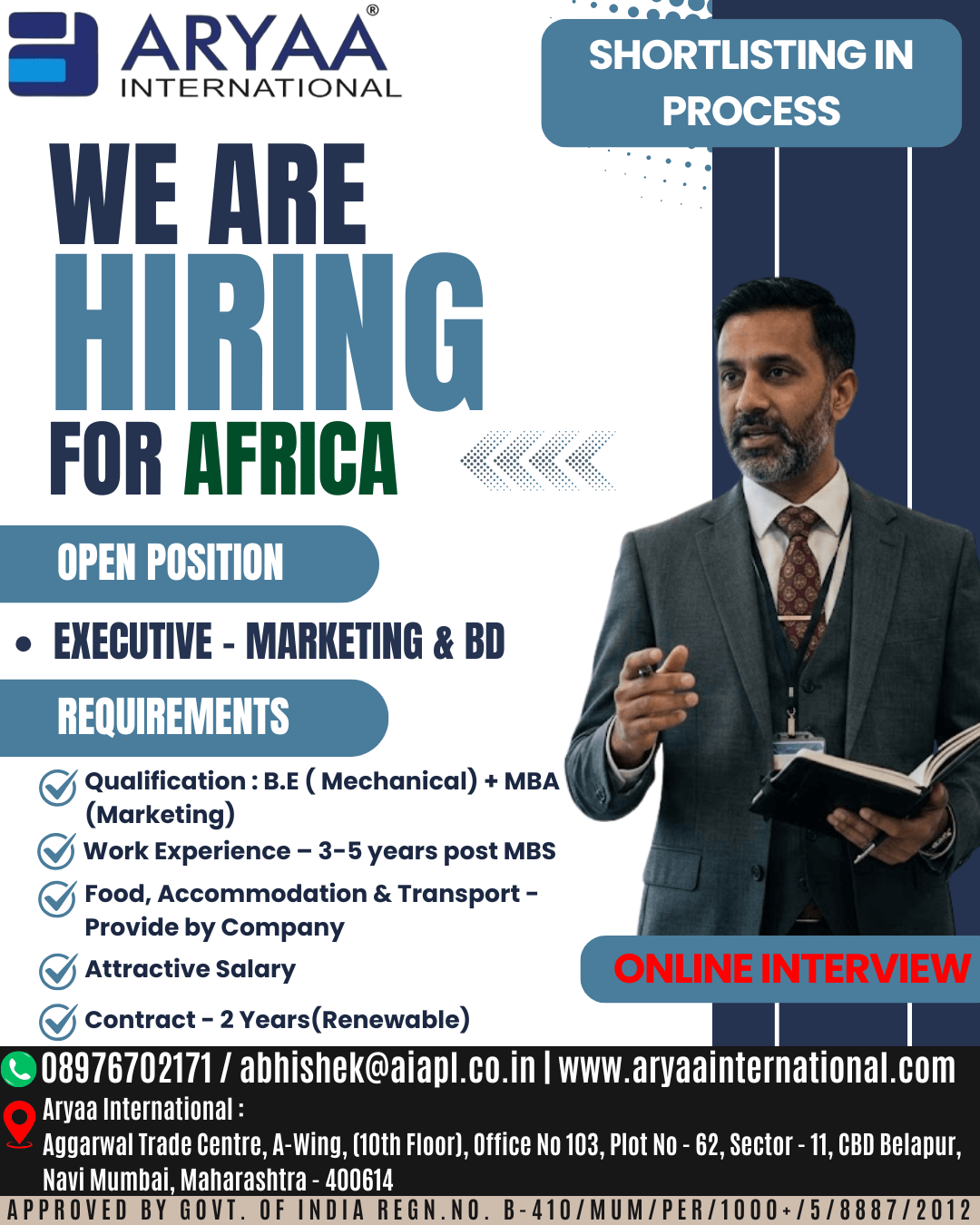 Hiring Executive – Marketing and Business Development (Africa) Hiring Executive – Marketing and Business Development (Africa)