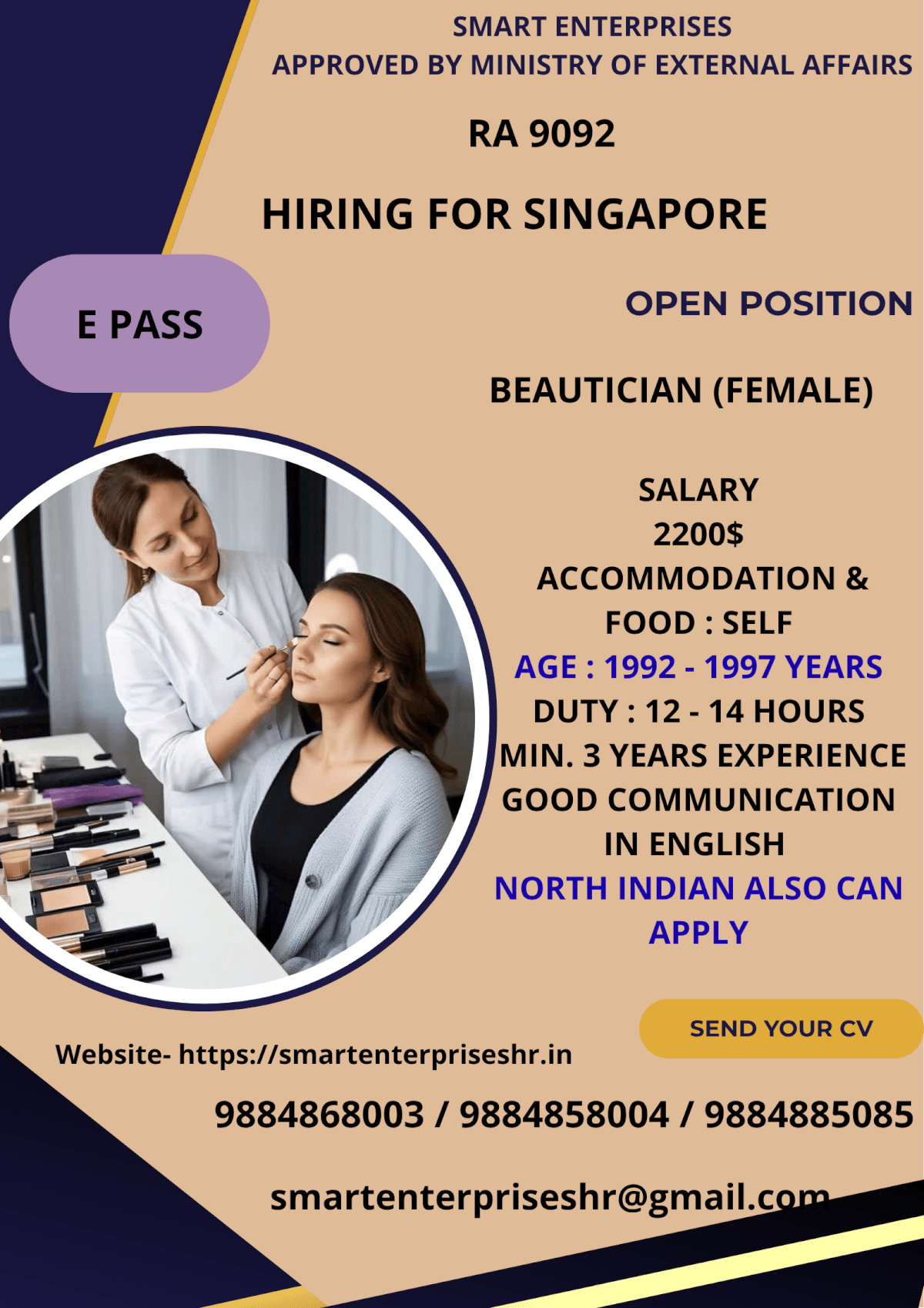 URGENT REQUIREMENT FOR SINGAPORE
